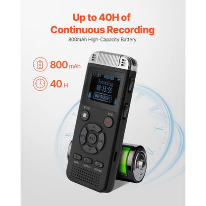 Digital Voice Recorder 128GB Röstaktiverad ljudinspelare med USB MP3 |  EU