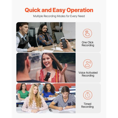 Digital Voice Recorder 128GB Röstaktiverad ljudinspelare med USB MP3 |  EU