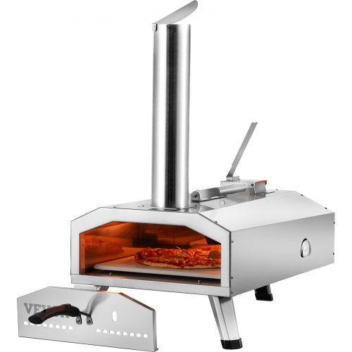 12" Outdoor Pizza Oven Portable Wood Pellet Pizza Oven Stainless Steel BBQ