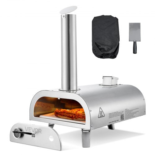 12" Outdoor-Pizzaofen, tragbarer Holzpellet-Pizzaofen, Edelstahl, Grill