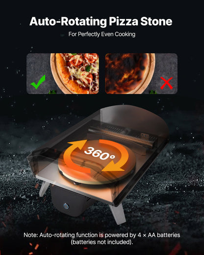 Outdoor Pizza Oven, 12 in Wood Fired Pizza Ovens, Pellet Pizza-Stove with Thermometer & Electric Rotation, Portable Pizza-Maker for Outside Backyard Patio Camping, Pizza-Stone, Carry Bag, Shovel