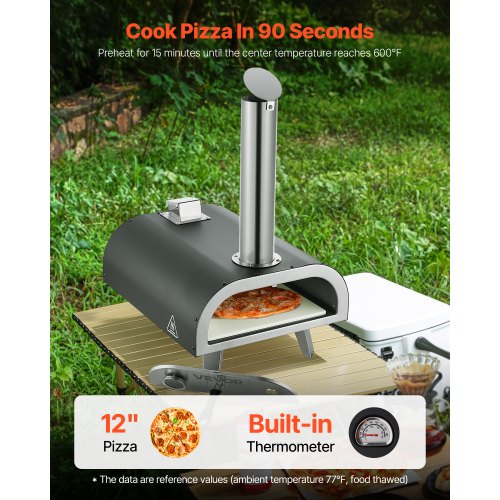 12" Outdoor-Pizzaofen, tragbarer Holzpelletofen mit Eisenspray für Camping