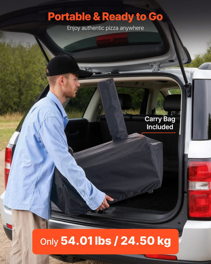 Dual Fuel Pizza Oven Outdoor, 16 in Wood Fire & Propane Gas Pizza Oven, Portable Pellet & Propane Pizza-Maker with Thermometer, Iron Spray Black Shell Pizza-Cook for Outside Camping & Backyard