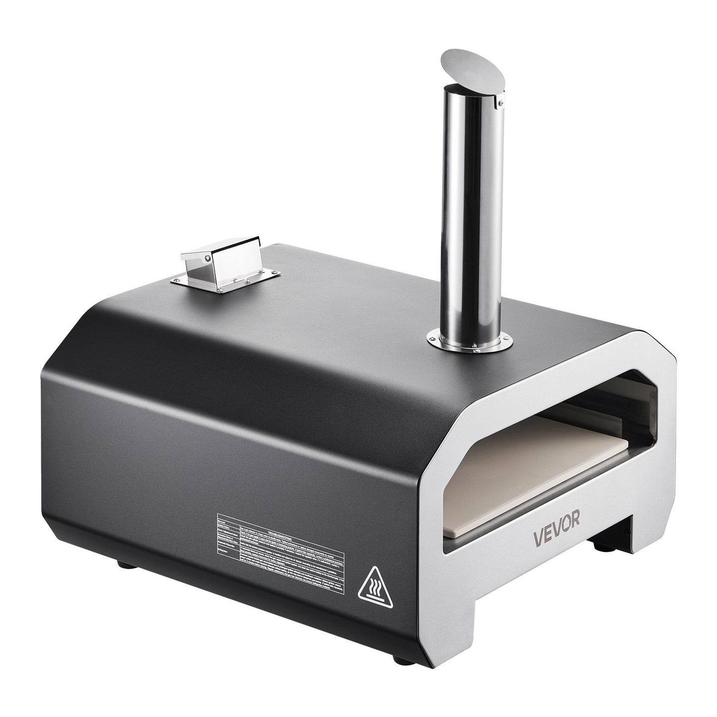 Dual Fuel Pizza Oven Outdoor, 16 in Wood Fire & Propane Gas Pizza Oven, Portable Pellet & Propane Pizza-Maker with Thermometer, Iron Spray Black Shell Pizza-Cook for Outside Camping & Backyard