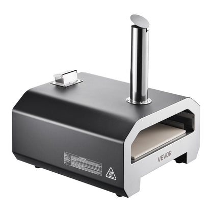 Dual Fuel Pizza Oven Outdoor, 16 in Wood Fire & Propane Gas Pizza Oven, Portable Pellet & Propane Pizza-Maker with Thermometer, Iron Spray Black Shell Pizza-Cook for Outside Camping & Backyard