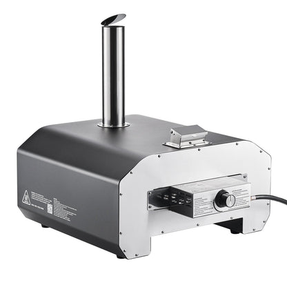 Dual Fuel Pizza Oven Outdoor, 16 in Wood Fire & Propane Gas Pizza Oven, Portable Pellet & Propane Pizza-Maker with Thermometer, Iron Spray Black Shell Pizza-Cook for Outside Camping & Backyard