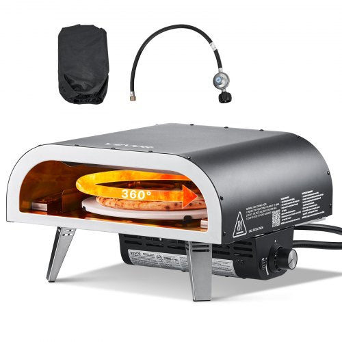 Outdoor Pizza Oven, 12 in Propane Gas Pizza Maker, Portable Pizza-Cooker with Electric Rotation, Thickened Pizza-Stone, Carry Bag, Propane Pizza-Oven for Outside Backyard Patio Camping, Black