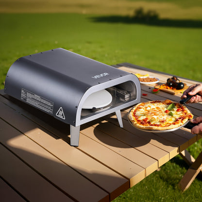 Outdoor Pizza Oven, 12 in Propane Gas Pizza Maker, Portable Pizza-Cooker with Electric Rotation, Thickened Pizza-Stone, Carry Bag, Propane Pizza-Oven for Outside Backyard Patio Camping, Black
