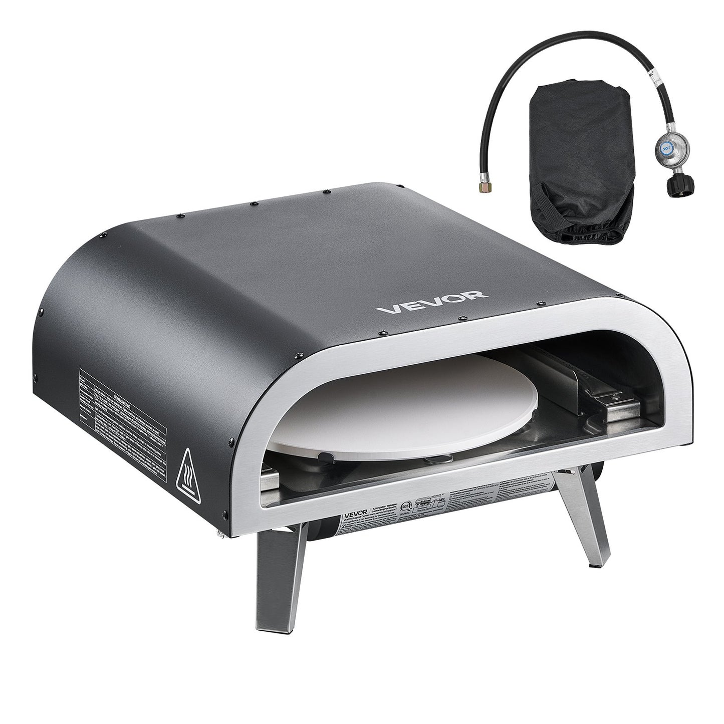 Outdoor Pizza Oven, 12 in Propane Gas Pizza Maker, Portable Pizza-Cooker with Electric Rotation, Thickened Pizza-Stone, Carry Bag, Propane Pizza-Oven for Outside Backyard Patio Camping, Black