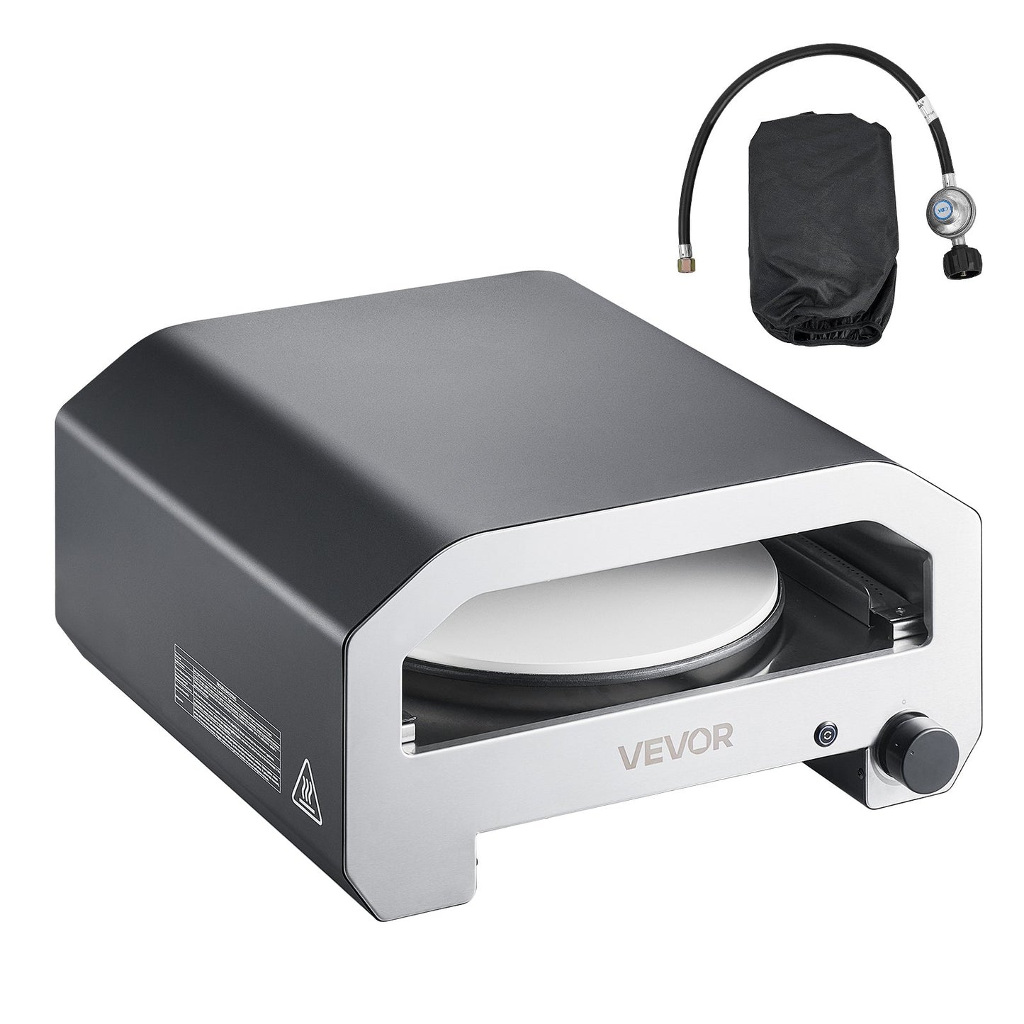 Outdoor Pizza Oven, 16 in Propane Gas Pizza Maker, Portable Pizza-Cooker with Electric Rotation, Thickened Pizza-Stone, Carry Bag, Propane Pizza-Oven for Outside Backyard Patio Camping, Black