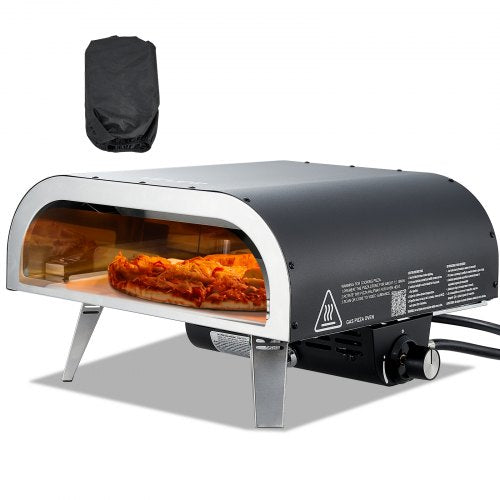 Propane Outdoor Pizza Oven, 12 Inch Gas Pizza Maker, Portable Pizza-Cooker with Thickened Pizza-Stone, Carry Bag, Pizza-Oven for Outside Backyard Patio Camping, Black