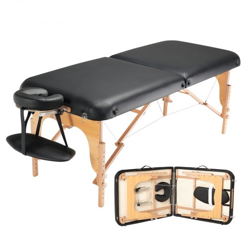 Professional Wide Massage Table 30" W, Heavy Duty Folding Massage Table, 8-Level Height Adjustable Facial Salon Tattoo Bed, Portable Spa Table with Headrest, Hand Pallet & Carrying Bag, 750LBS