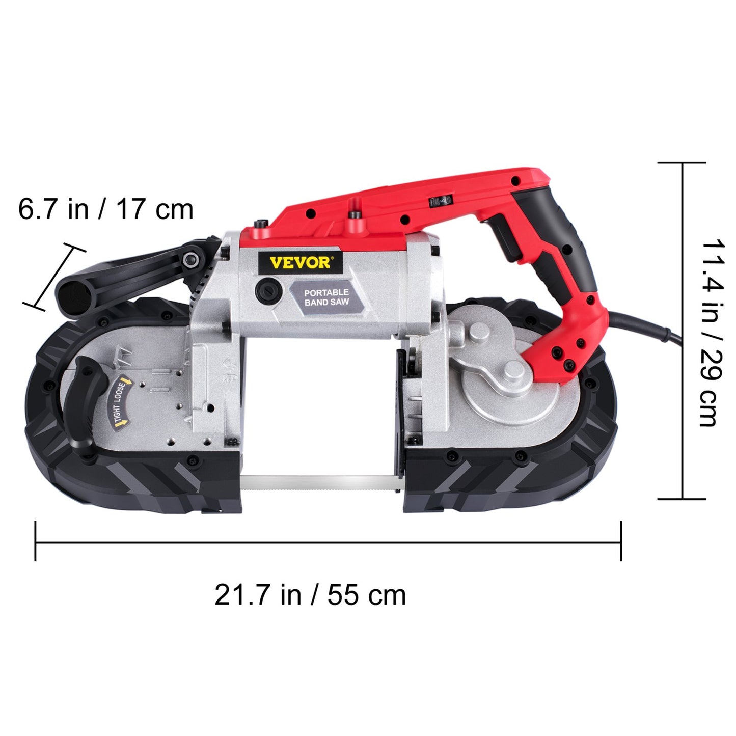 Cordless Band Saw, 5-Inch Cut Capacity, Variable Speed, Handheld, 10A Motor, for Metal, Wood, Tubing, Pipes, Rebar, Plastic