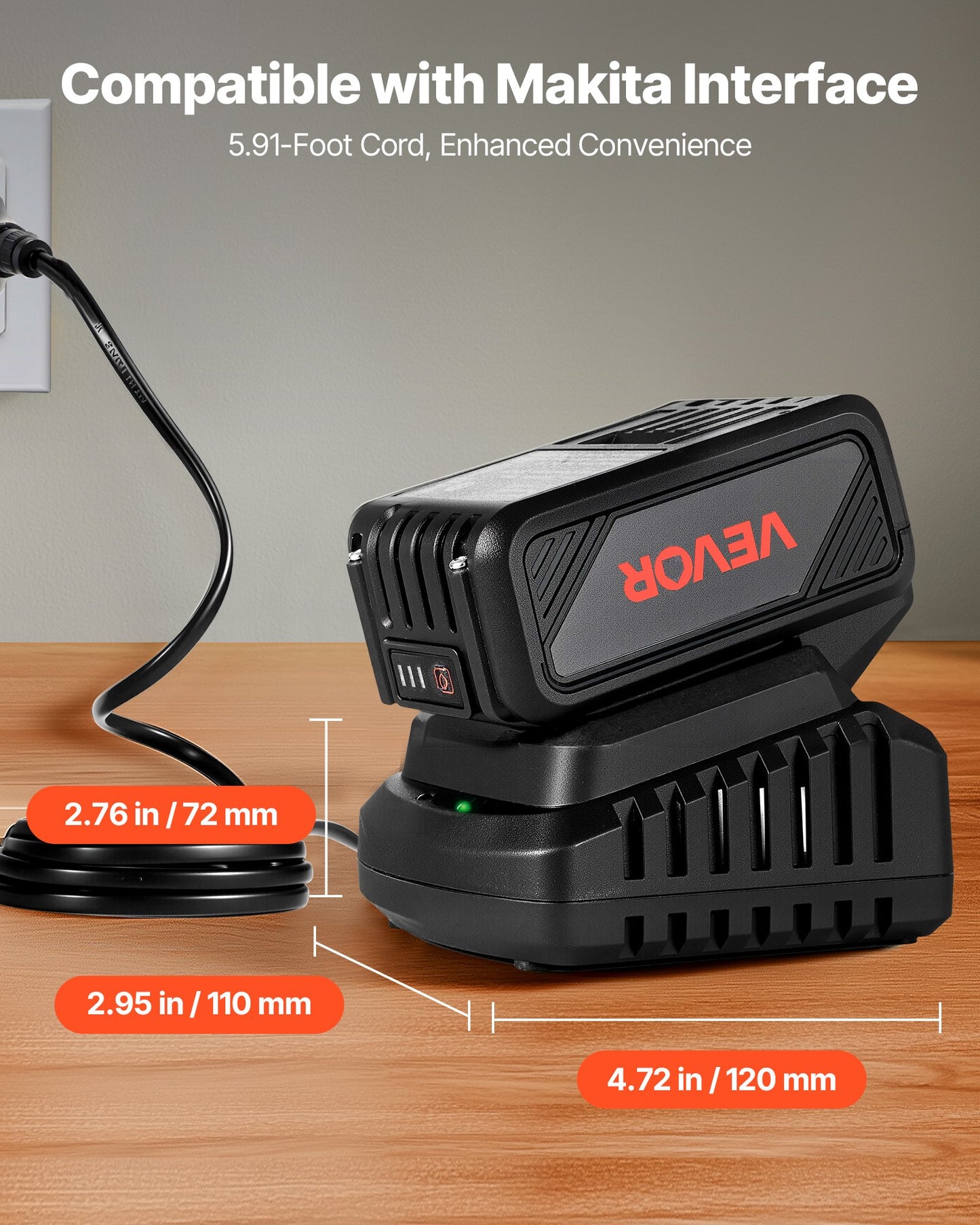 20V MAX, Portable Battery and Charger Combo, AC 110V, 4.0 Ah Lithium-Ion Battery Pack, 4000 mAh Large Capacity, Extended Runtime, Compatible with Series Tools, for Replacement and Fast Charging