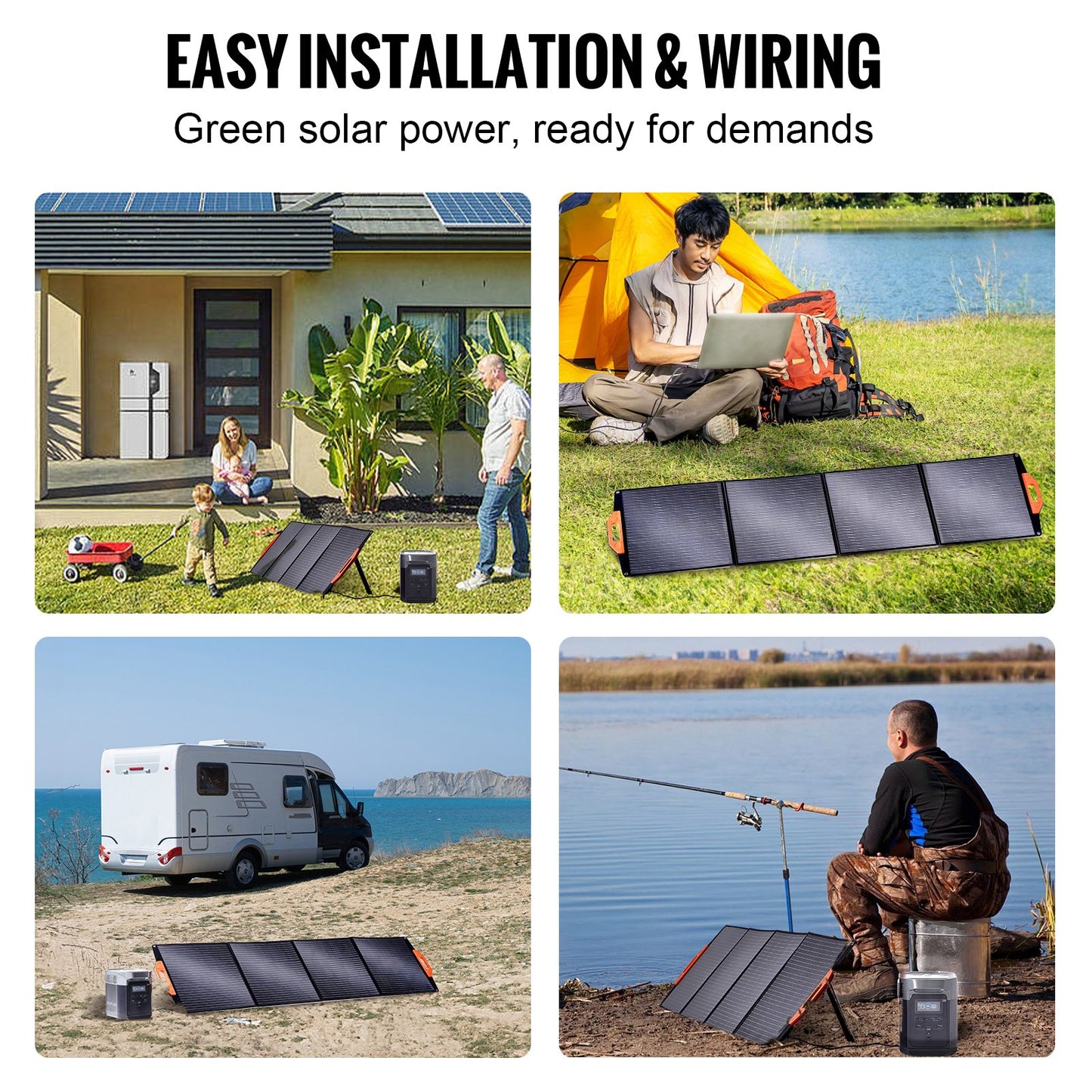 Bärbar monokristallin solpanel 200W hopfällbar ETFE-solladdarsats