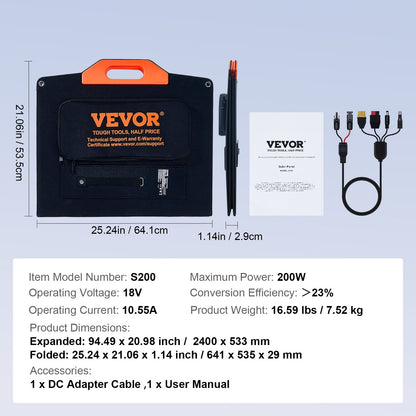 Bärbar monokristallin solpanel 200W hopfällbar ETFE-solladdarsats