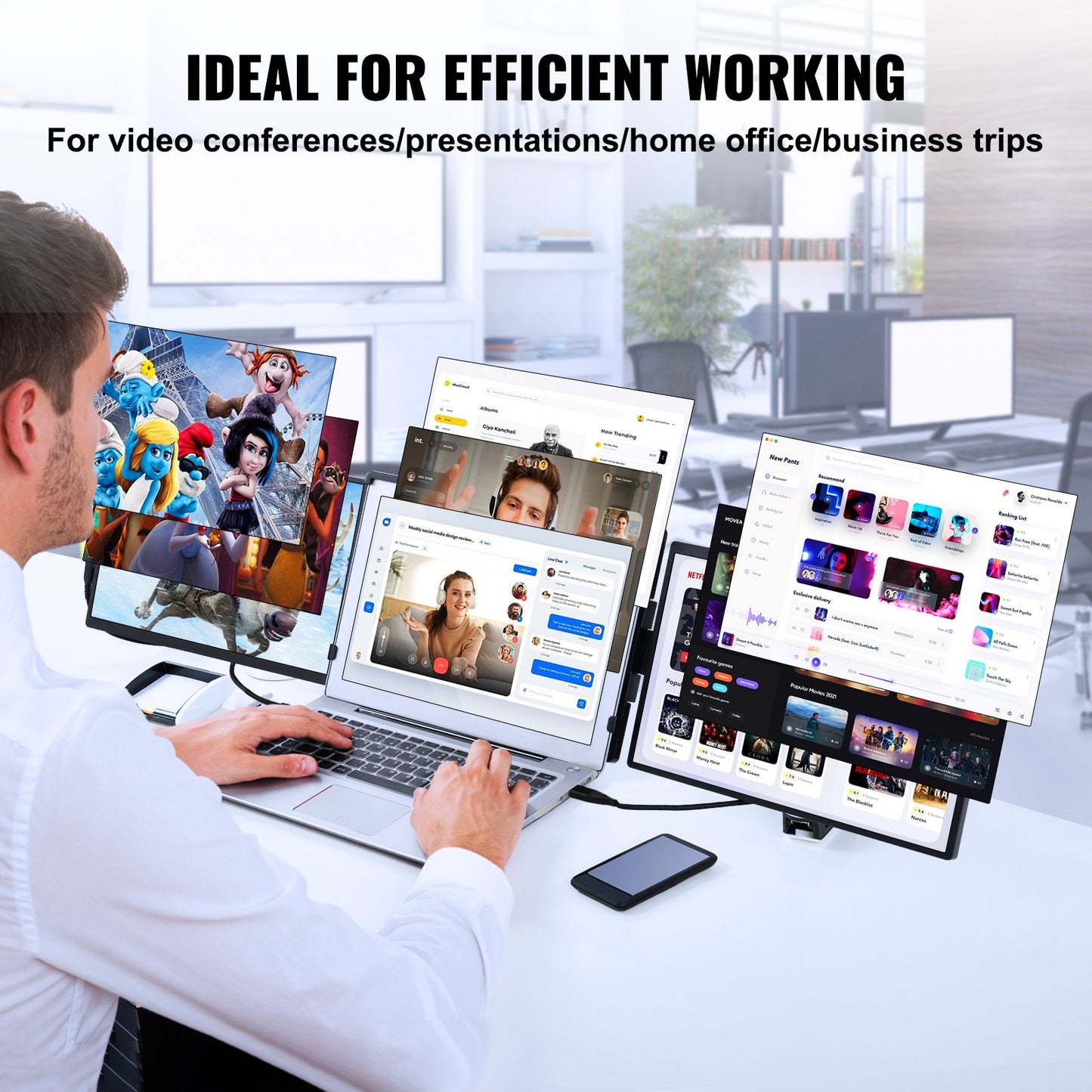 Laptop Screen Extender 14" HD 1080P bärbar bildskärm för 13"-17" bärbar dator