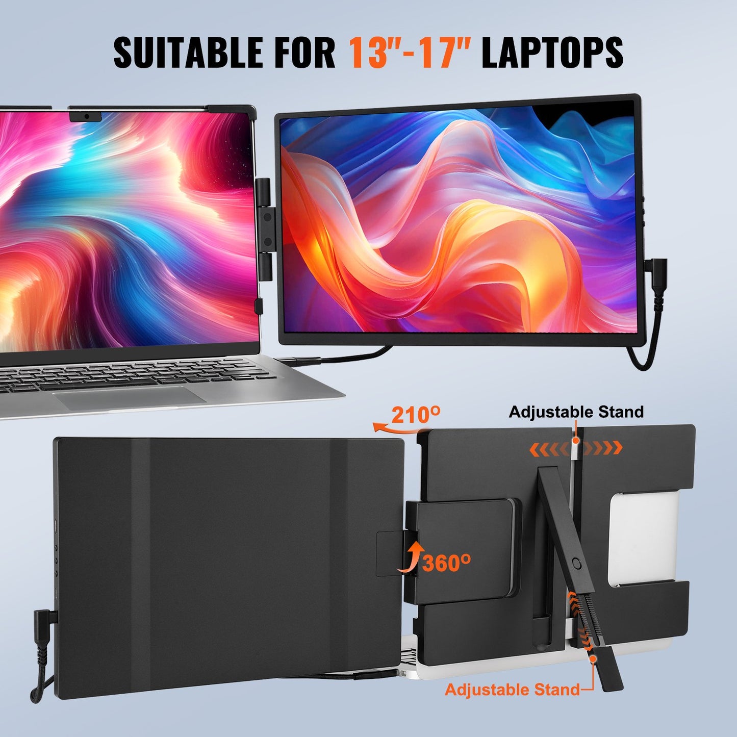 Laptop-Bildschirmerweiterung, tragbarer 14-Zoll-HD-1080P-Monitor für 13- bis 17-Zoll-Laptops