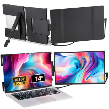 Laptop-Bildschirmerweiterung, tragbarer 14-Zoll-HD-1080P-Monitor für 13- bis 17-Zoll-Laptops