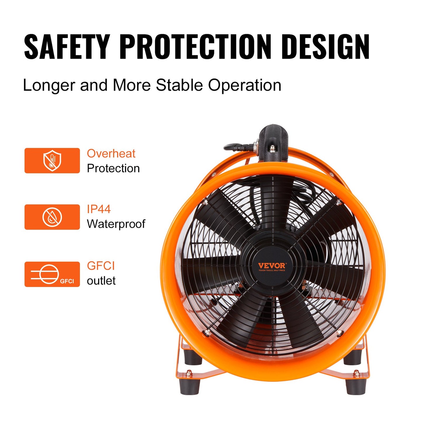 Portable Ventilator, 10 inch Heavy Duty Cylinder Fan with 16.4ft Duct Hose, 380W Strong Shop Exhaust Blower 1893FM, Industrial Utility Blower for Sucking Dust, Smoke, Smoke Home/Workplace
