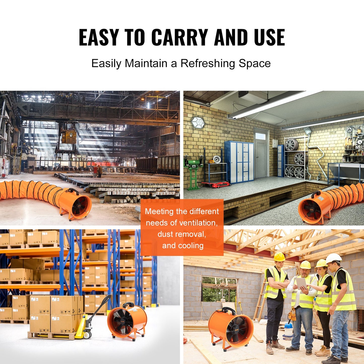304.8mm Portable Fan Blower 5m Duct Hose Ventilator Industrial