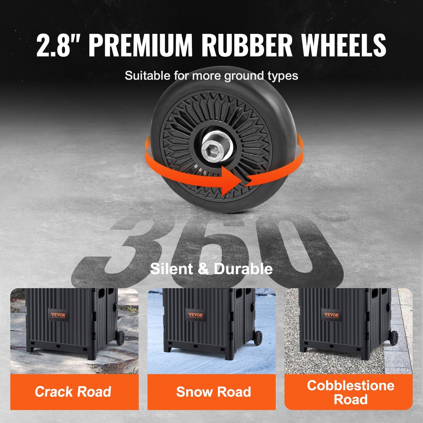 Foldable Utility Cart, 80 lbs Load Capacity, Folding Portable Rolling Crate Handcart with Durable Heavy Duty Telescoping Handle and 2 Wheels for Travel Shopping Moving Luggage Office Use, Black