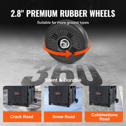 Foldable Utility Cart, 80 lbs Load Capacity, Folding Portable Rolling Crate Handcart with Durable Heavy Duty Telescoping Handle and 2 Wheels for Travel Shopping Moving Luggage Office Use, Black