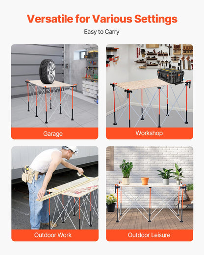 Portable Folding Workstand, 4.15 x 2.18 ft Collapsible Workbench, 2500 lbs Weight Capacity, No Assembly Foldable Work Stand with Storage Bag, Table Top NOT Included, for Garage Workshop Outdoor