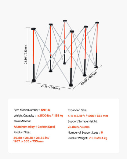 Portable Folding Workstand, 4.15 x 2.18 ft Collapsible Workbench, 2500 lbs Weight Capacity, No Assembly Foldable Work Stand with Storage Bag, Table Top NOT Included, for Garage Workshop Outdoor