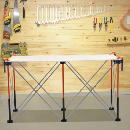 Portable Folding Workstand, 4.15 x 2.18 ft Collapsible Workbench, 2500 lbs Weight Capacity, No Assembly Foldable Work Stand with Storage Bag, Table Top NOT Included, for Garage Workshop Outdoor