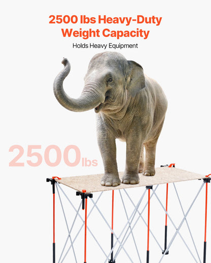 Portable Folding Workstand, 4.16 x 2.18 ft Collapsible Workbench, 2500 lbs Weight Capacity, No Assembly Foldable Work Stand with Storage Bag, Table Top NOT Included, for Garage Workshop Outdoor