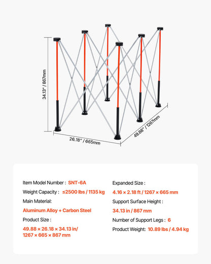 Portable Folding Workstand, 4.16 x 2.18 ft Collapsible Workbench, 2500 lbs Weight Capacity, No Assembly Foldable Work Stand with Storage Bag, Table Top NOT Included, for Garage Workshop Outdoor
