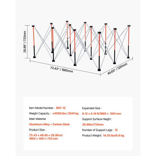 Tragbare Klapparbeitsbühne 1865 x 1261 mm Klapparbeitsbühne 2041 kg