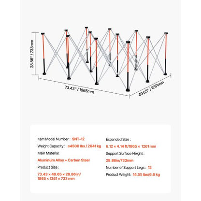 Tragbare Klapparbeitsbühne 1865 x 1261 mm Klapparbeitsbühne 2041 kg