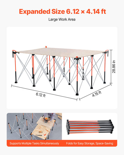 Portable Folding Workstand, 6.12 x 4.14 ft Collapsible Workbench, 4500 lbs Weight Capacity, No Assembly Foldable Work Stand with Storage Bag, Table Top NOT Included, for Garage Workshop Outdoor