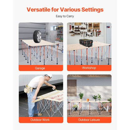 Bärbart hopfällbart arbetsställ 2445 x 1255 mm Hopfällbart arbetsställ 2724 kg