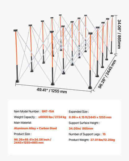 Portable Folding Workstand, 8.02 x 4.12 ft Collapsible Workbench, 6000 lbs Weight Capacity, No Assembly Foldable Work Stand with Storage Bag, Table Top NOT Included, for Garage Workshop Outdoor