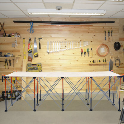 Portable Folding Workstand, 8.02 x 4.12 ft Collapsible Workbench, 6000 lbs Weight Capacity, No Assembly Foldable Work Stand with Storage Bag, Table Top NOT Included, for Garage Workshop Outdoor