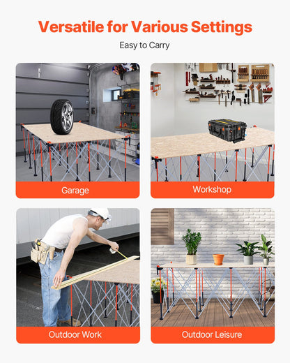 Portable Folding Workstand, 8.05 x 4.13 ft Collapsible Workbench, 6000 lbs Weight Capacity, No Assembly Foldable Work Stand with Storage Bag, Table Top NOT Included, for Garage Workshop Outdoor