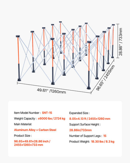 Portable Folding Workstand, 8.05 x 4.13 ft Collapsible Workbench, 6000 lbs Weight Capacity, No Assembly Foldable Work Stand with Storage Bag, Table Top NOT Included, for Garage Workshop Outdoor