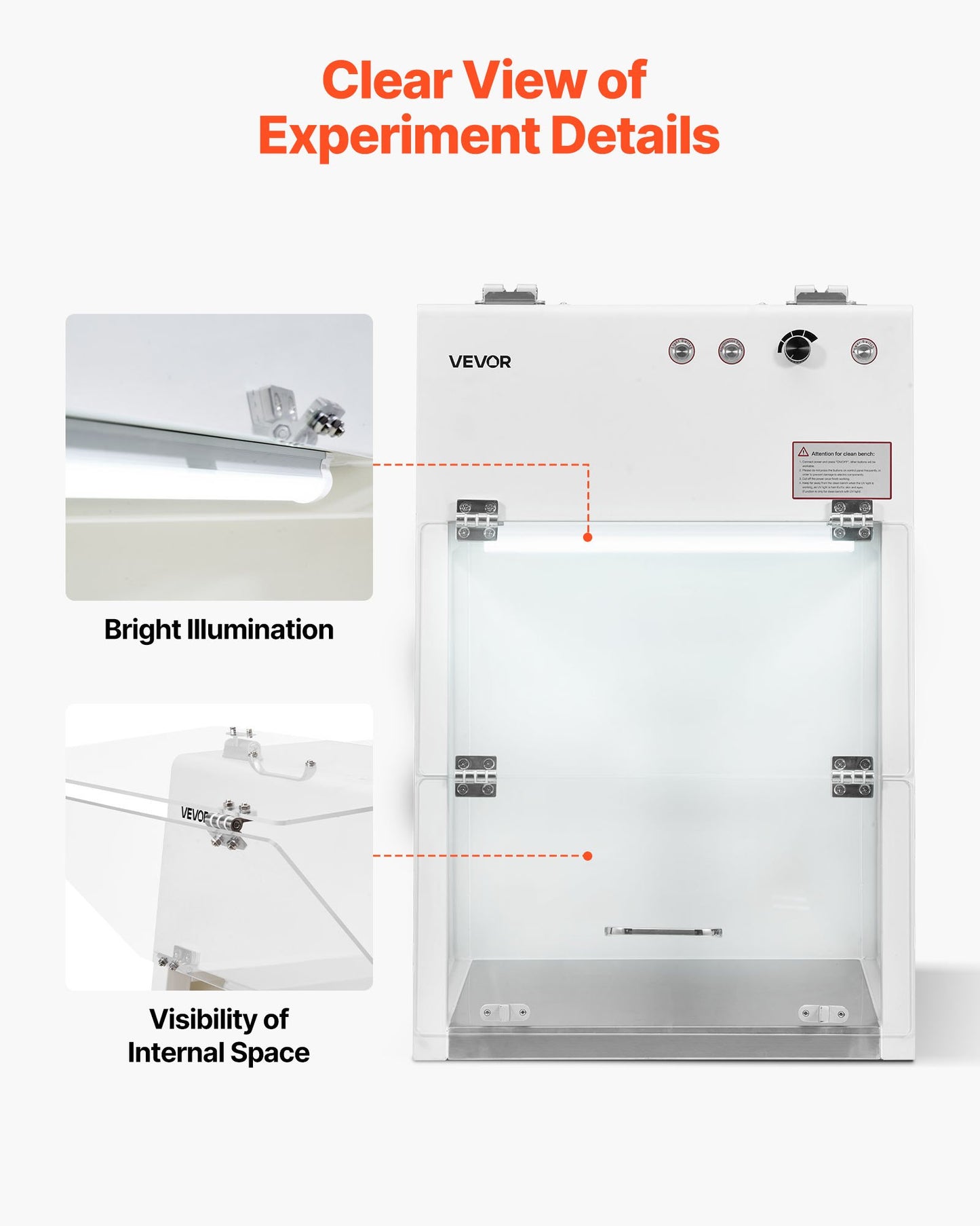 Laminar Flow Hood, 20.08 x 20.47 x 23.62 inch Working Area Portable Clean Room, Meets ISO Class 5 Clean Room Standards, with HEPA-14 Filter and G1 Pre-Filter, for Medical and Laboratory Use