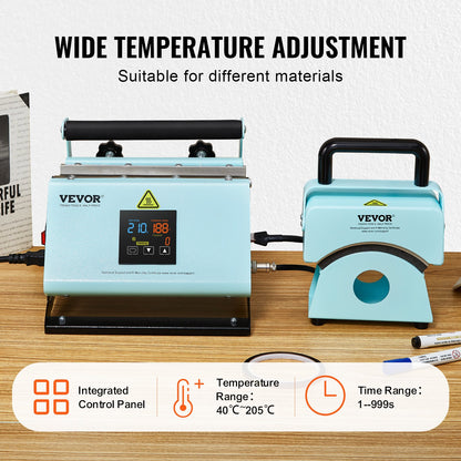 2 in 1 Tumbler and Hat Heat Press Machine, Mini Hat Heat Press for Caps and Hats, Tumbler Heat Press for 11-30oz Sublimation Tumblers and Mugs, Temperature and Time Control, Green