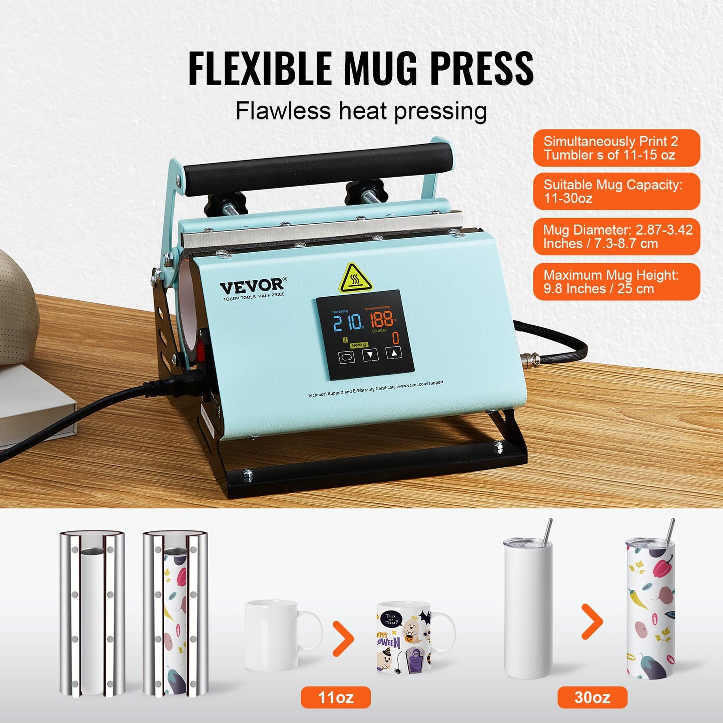 2-in-1-Heißpresse für Becher und Hüte, Heizmaschine für Kappen, Hüte und Tassen