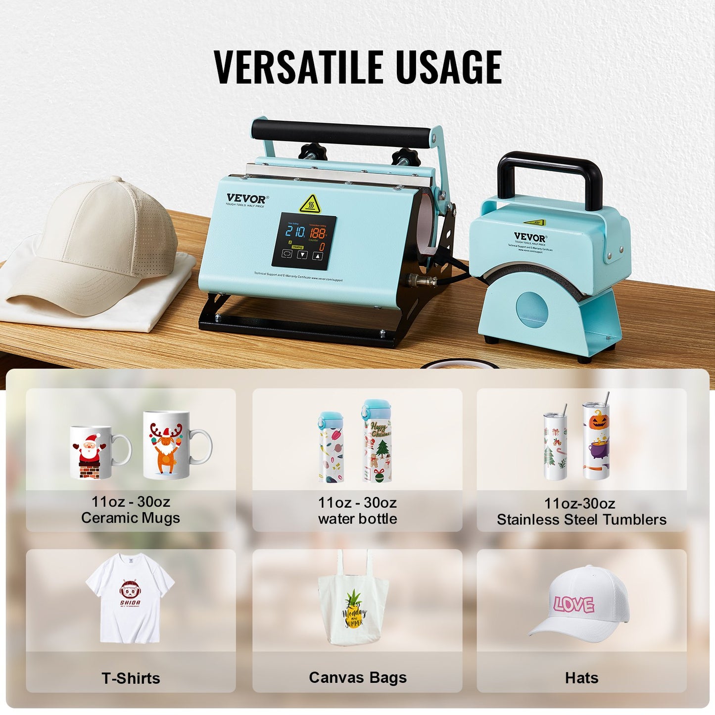 2-in-1-Heißpresse für Becher und Hüte, Heizmaschine für Kappen, Hüte und Tassen