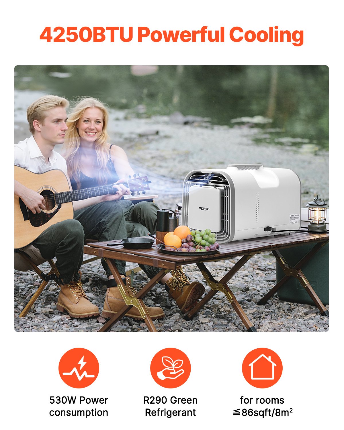 Portable Air Conditioner 4250BTU Tält Luftkonditionering AC/DC för camping