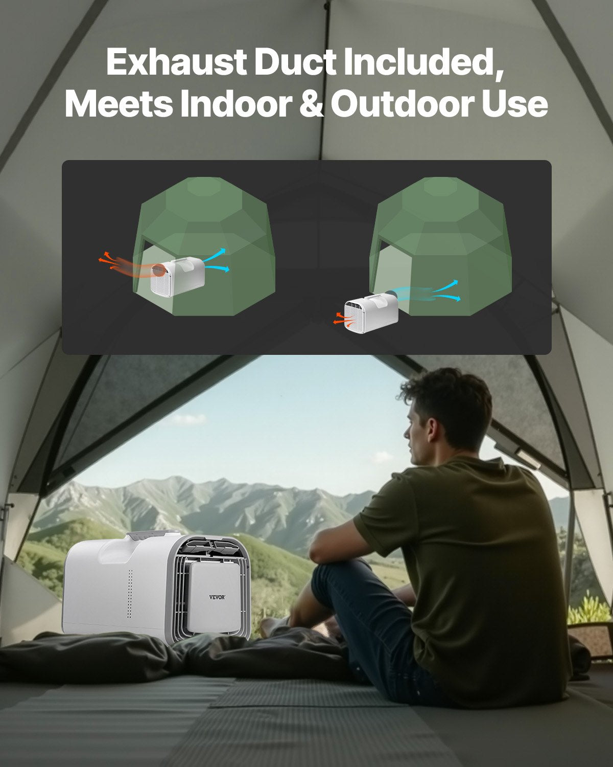 Portable Air Conditioner 4250BTU Tält Luftkonditionering AC/DC för camping