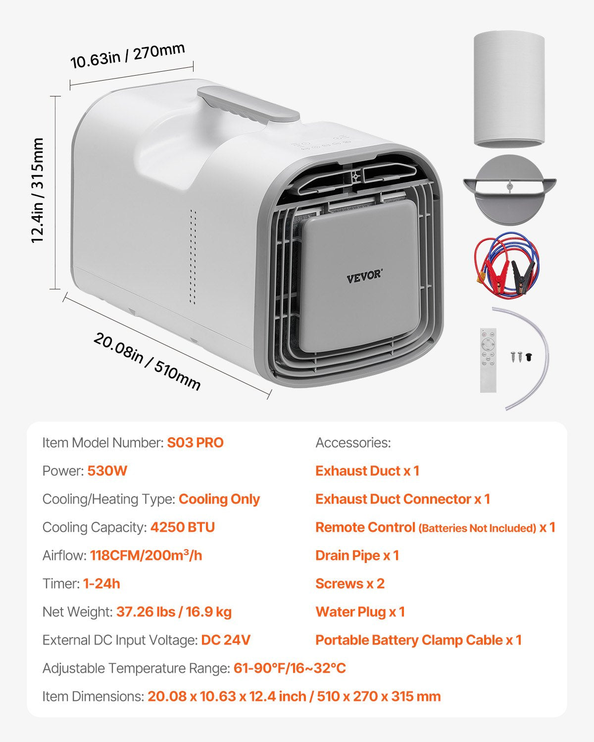 Portable Air Conditioner 4250BTU Tält Luftkonditionering AC/DC för camping