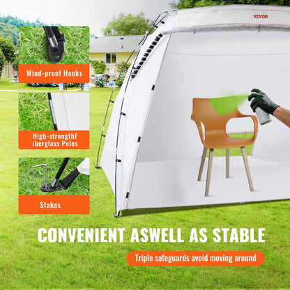 Portable Paint Booth, Larger Spray Paint Tent with Built-in Floor & Mesh Screen, Painting Tent Station for Furniture DIY Hobby Tool, 10x7x6ft Spray Paint Shelter
