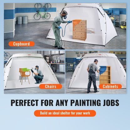 Portable Paint Booth, Larger Spray Paint Tent with Built-in Floor & Mesh Screen, Painting Tent Station for Furniture DIY Hobby Tool, 10x7x6ft Spray Paint Shelter