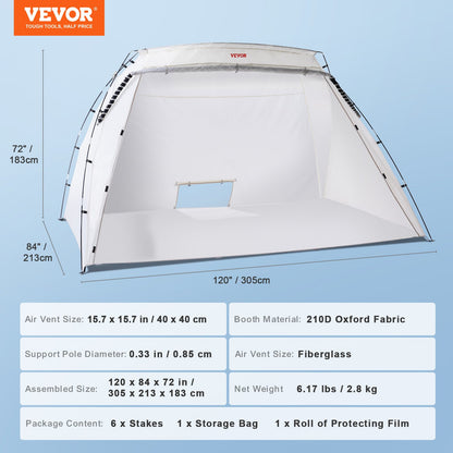 Portable Paint Booth, Larger Spray Paint Tent with Built-in Floor & Mesh Screen, Painting Tent Station for Furniture DIY Hobby Tool, 10x7x6ft Spray Paint Shelter
